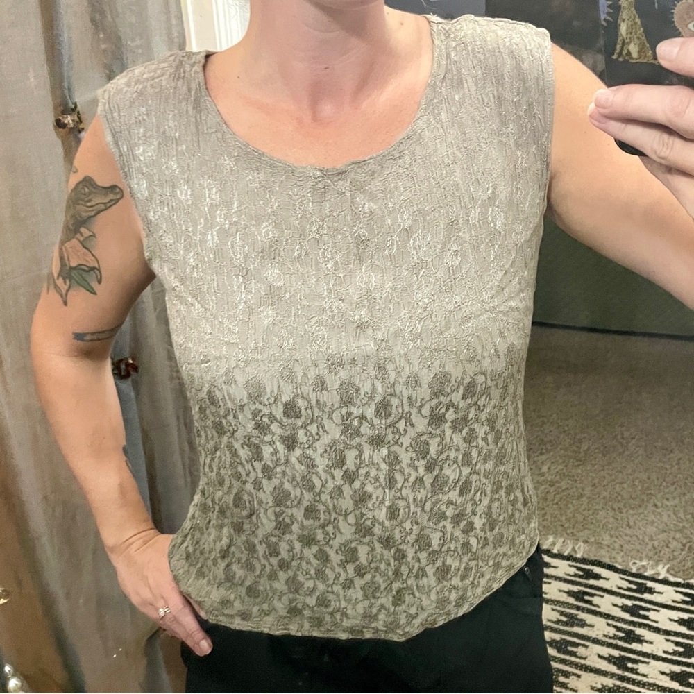 Vintage CP Shades Sausalito Embossed Floral Knit Wide Strap Tank Top Blouse Smal - Picture 2 of 7